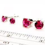 Ruby Sterling Silver Stud Earrings - Size