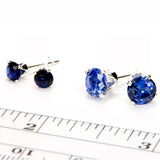 Blue Sapphire Sterling Silver Post Earrings - Size