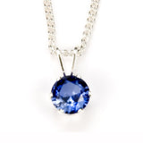 Blue Sapphire Sterling Silver Pendant Necklace 