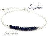 Blue Sapphire Gemstone Bar Bracelet