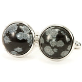 Snowflake Obsidian Silver Cufflinks Fronts