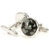 Silber Snowflake Obsidian Cufflinks Backs