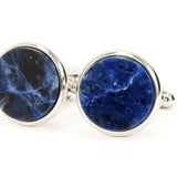 Blue Sodalite Silver Cufflinks Front View