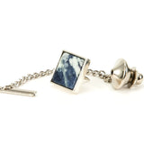 Sodalite Sterling Silver Square Tie Tack / Lapel Pin