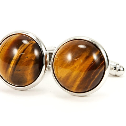 Tiger Eye Silver Cufflinks