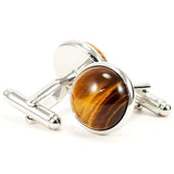 Tiger Eye Silver Cufflinks - Back