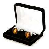 Tiger Eye Silver Cufflinks Gift Box