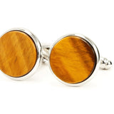 Tiger Eye Silver Cufflinks Full View