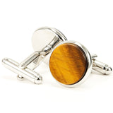 Tiger Eye Silver Cufflinks Back View