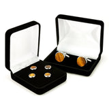 Tiger Eye Silver Cufflink Stud Set Gift Boxed