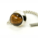 Tiger's Eye Sterling Silver Tie Tack / Lapel Pin