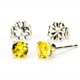 Yellow Topaz Sterling Silver Post Earrings - Side