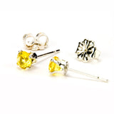 Yellow Topaz Sterling Silver Stud Earrings - Back